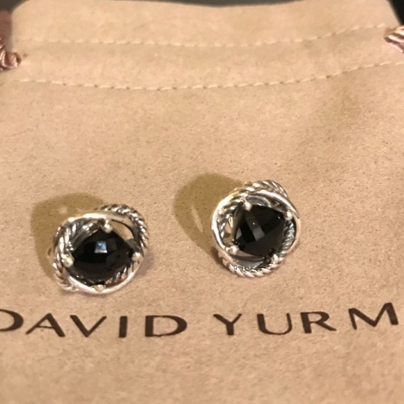 David Yurman infinity earrings with onyx stone